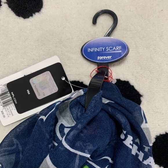 Seattle Seahawks Infinity Scarf Navy Sheer Lightweight NFL Football Logo New - Picture 3 of 4